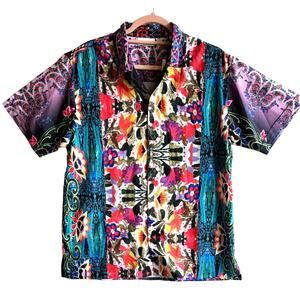 Raga Man Shirt Mens Med Colorful Short Sleeve Button Down Casual Vacation NWT